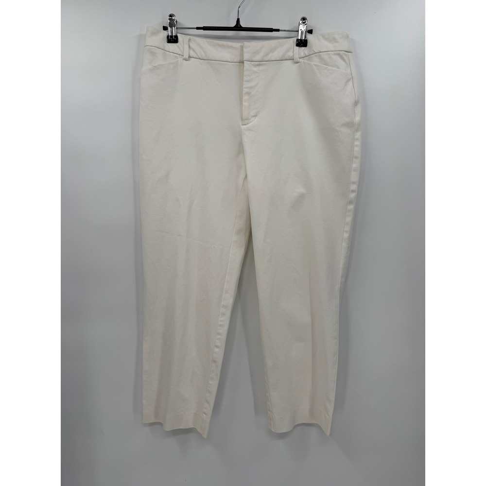 Charter Club Newport Slim Crop Pants Womens Cream Off White Career Trousers